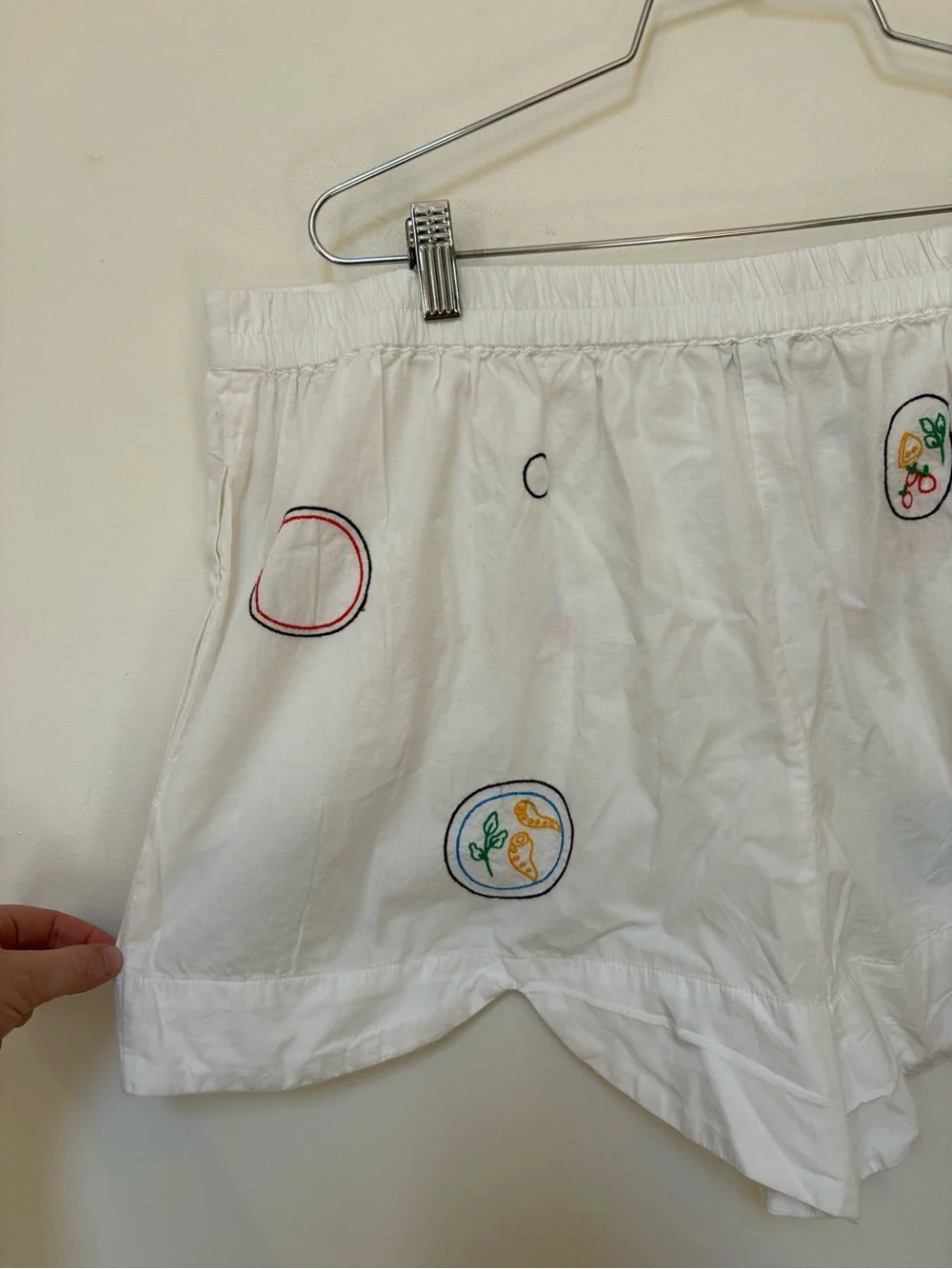 NWOT Celandine Picnic Embroidered Poplin Scalloped Pull-On Shorts Size XL